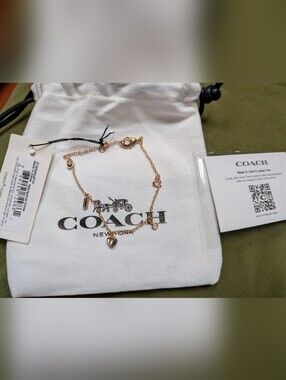 NWT Coach Gold Heart Mini Charm Bracelet
